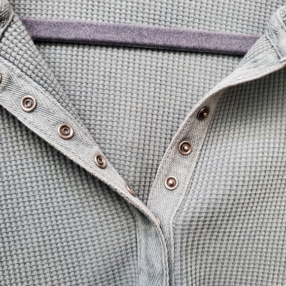 Prairie Cotton Seafoam Green Hooded 100% Cotton Henley Size S-M Made in … - Picture 2 of 9